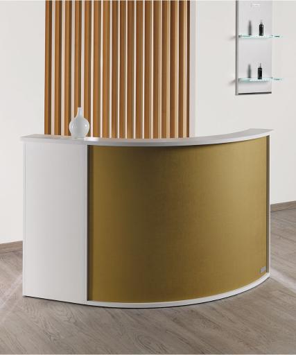 Reception desk for hairdresser: Form - In photo Colour: Gold K6 - Salon Ambience