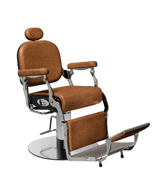 Barber chair for hairdresser: Premier Black - in photo colour: Vintage Tan G2 - Salon Ambience Barber chair for hairdresser: Premier Black - in photo colour: Vintage Tan G2 - Salon Ambience